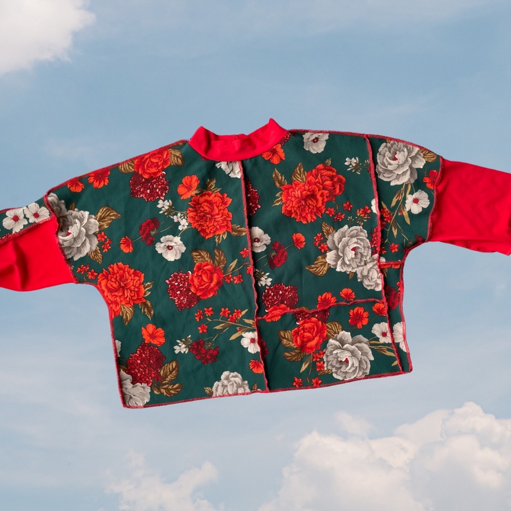 handmade green and red patchwork top